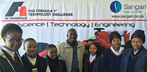 Attending the launch were the Team Group 6 Lab girls from Aurora Girls High School, pictured here together with Pule Kgaboe, head of the school’s science and technology department.